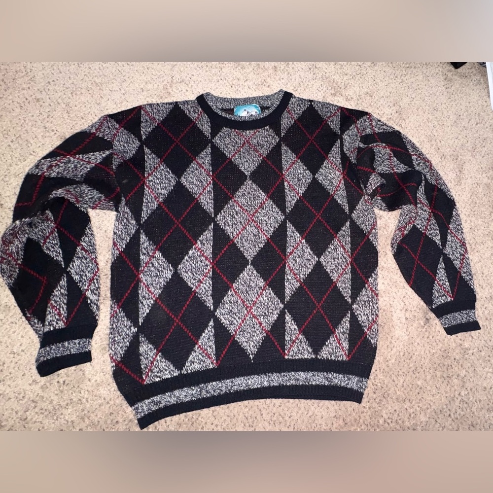 Vintage 90’s Botany 500 Argyle Sweater 100% Acrylic Size Large
